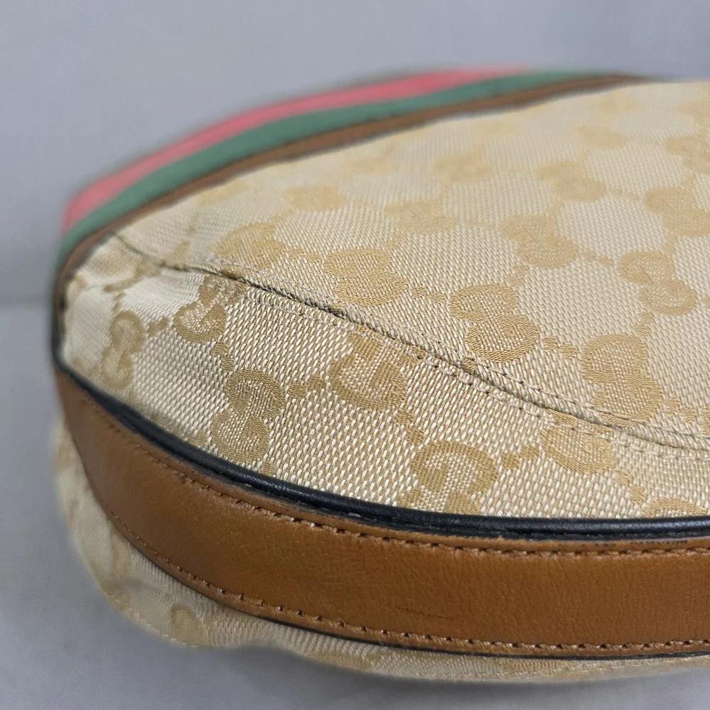 Gucci Beige and Brown Shoulder Bag with Green and Red Stripes - Picture 10 of 16